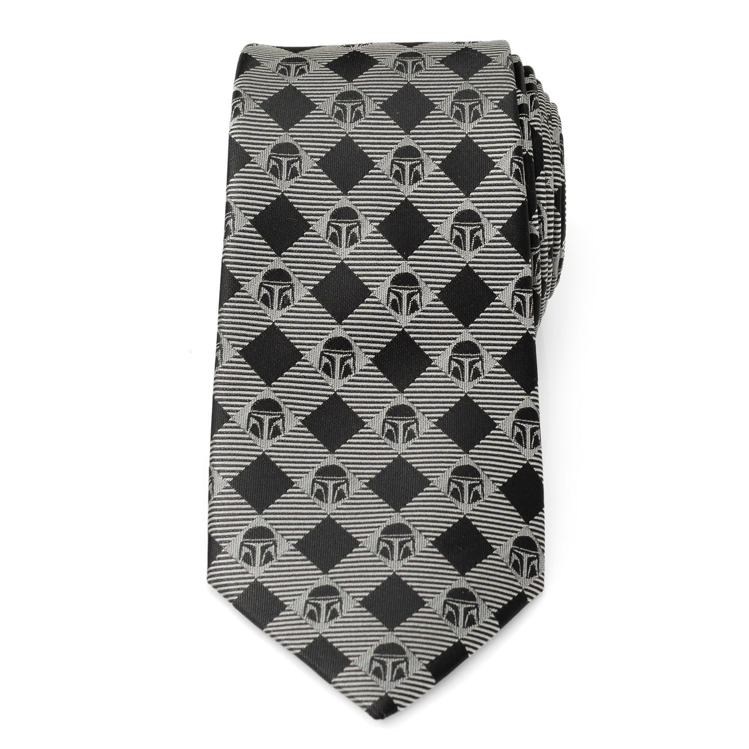  Cufflinks Mandalorian Plaid Black Gray Men's Tie - Default Title - Bonton