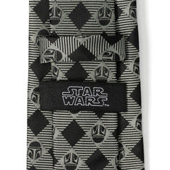 Mandalorian Plaid Black Gray Men's Tie