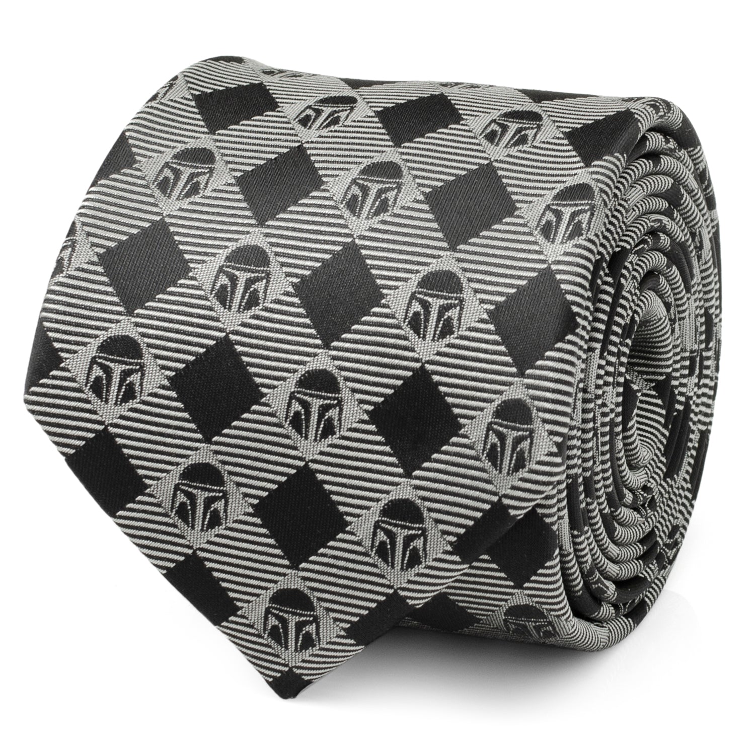  Cufflinks Mandalorian Plaid Black Gray Men's Tie - Default Title - Bonton