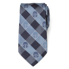 Star Wars Mando Helmet Check Blue Mens Tie