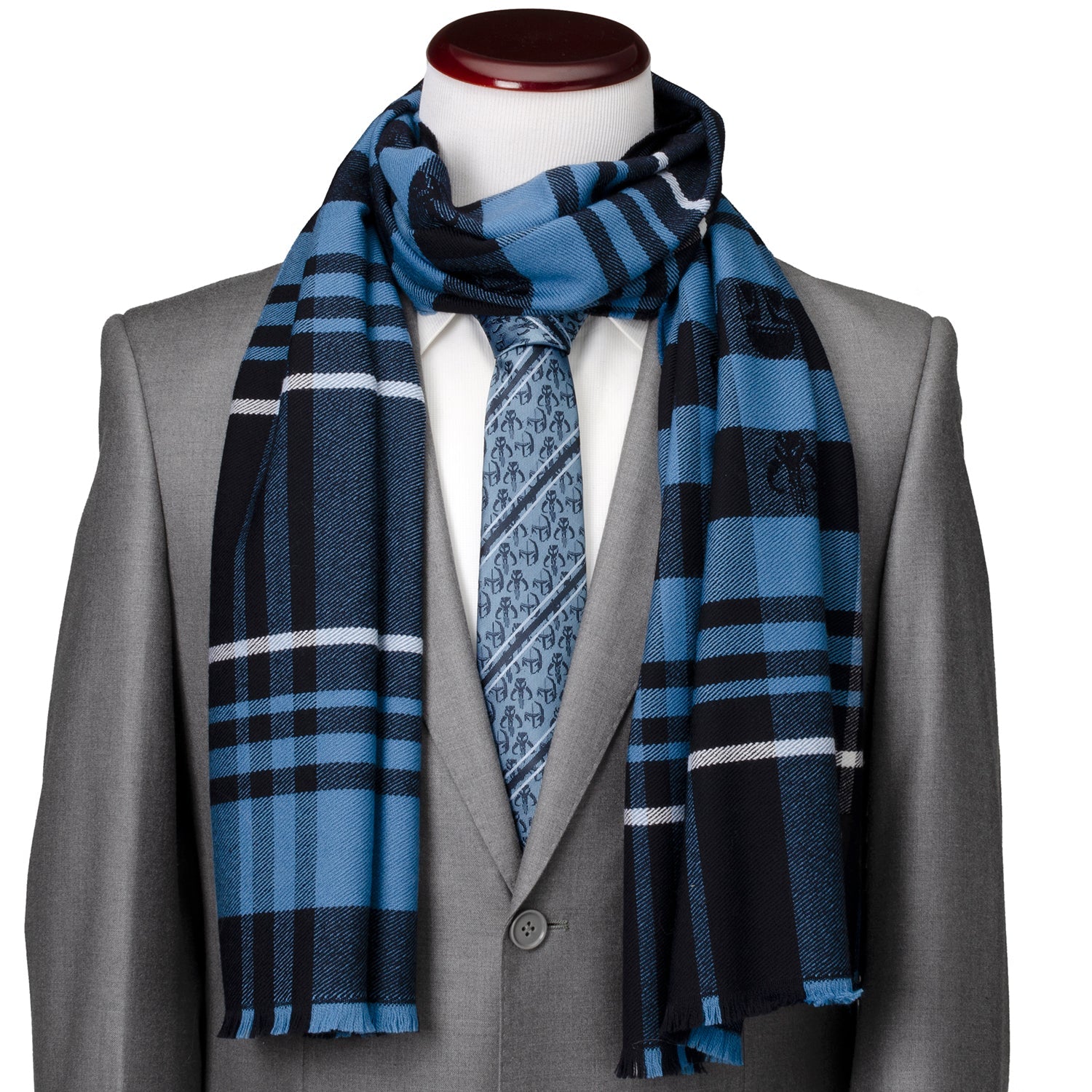  Cufflinks Mandalorian Blue Tartan Scarf - Default Title - Bonton