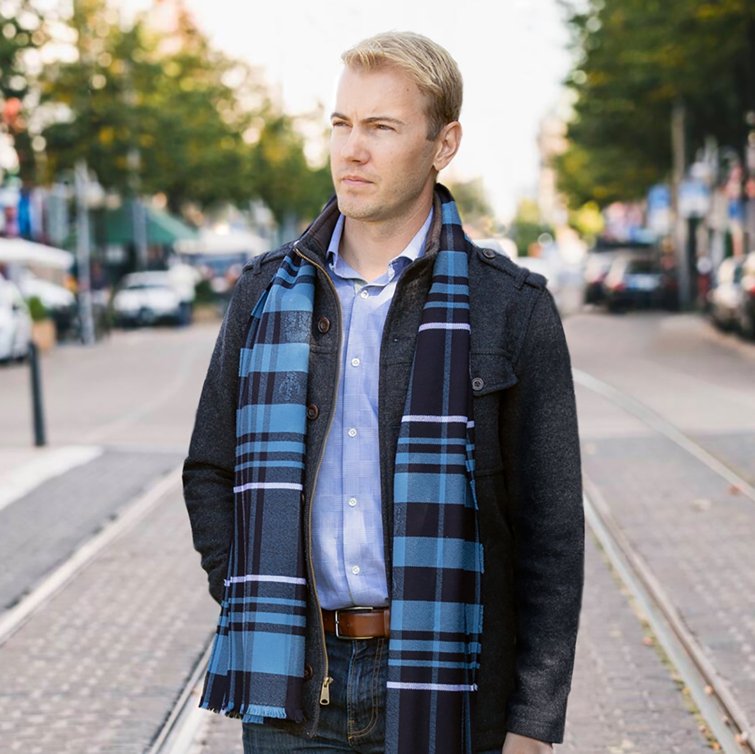  Cufflinks Mandalorian Blue Tartan Scarf - Default Title - Bonton