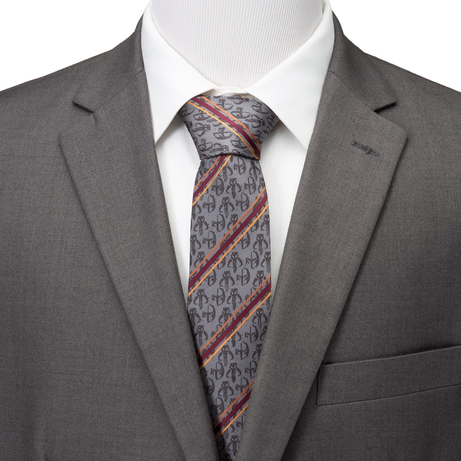  Cufflinks Star Wars Mando Stripe Gray Men's Tie - Default Title - Bonton