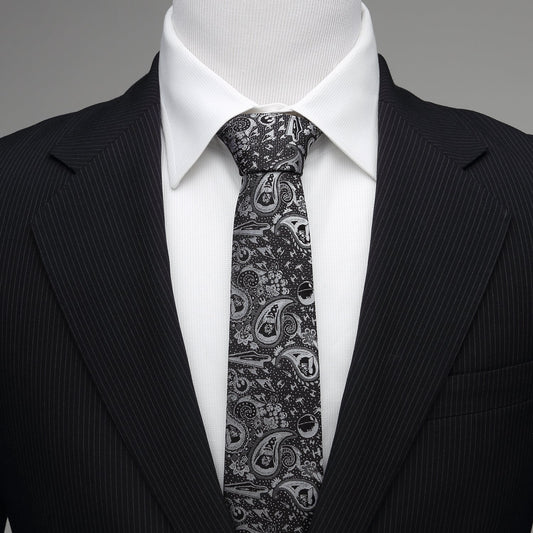 Vader Paisley Black and White Men's Tie