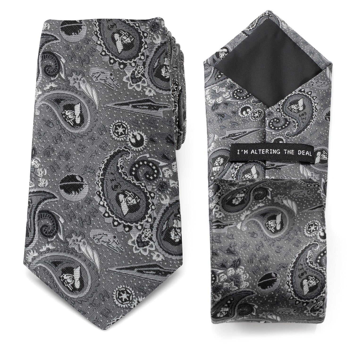  Cufflinks Vader Paisley Gray Men's Tie - Default Title - Bonton