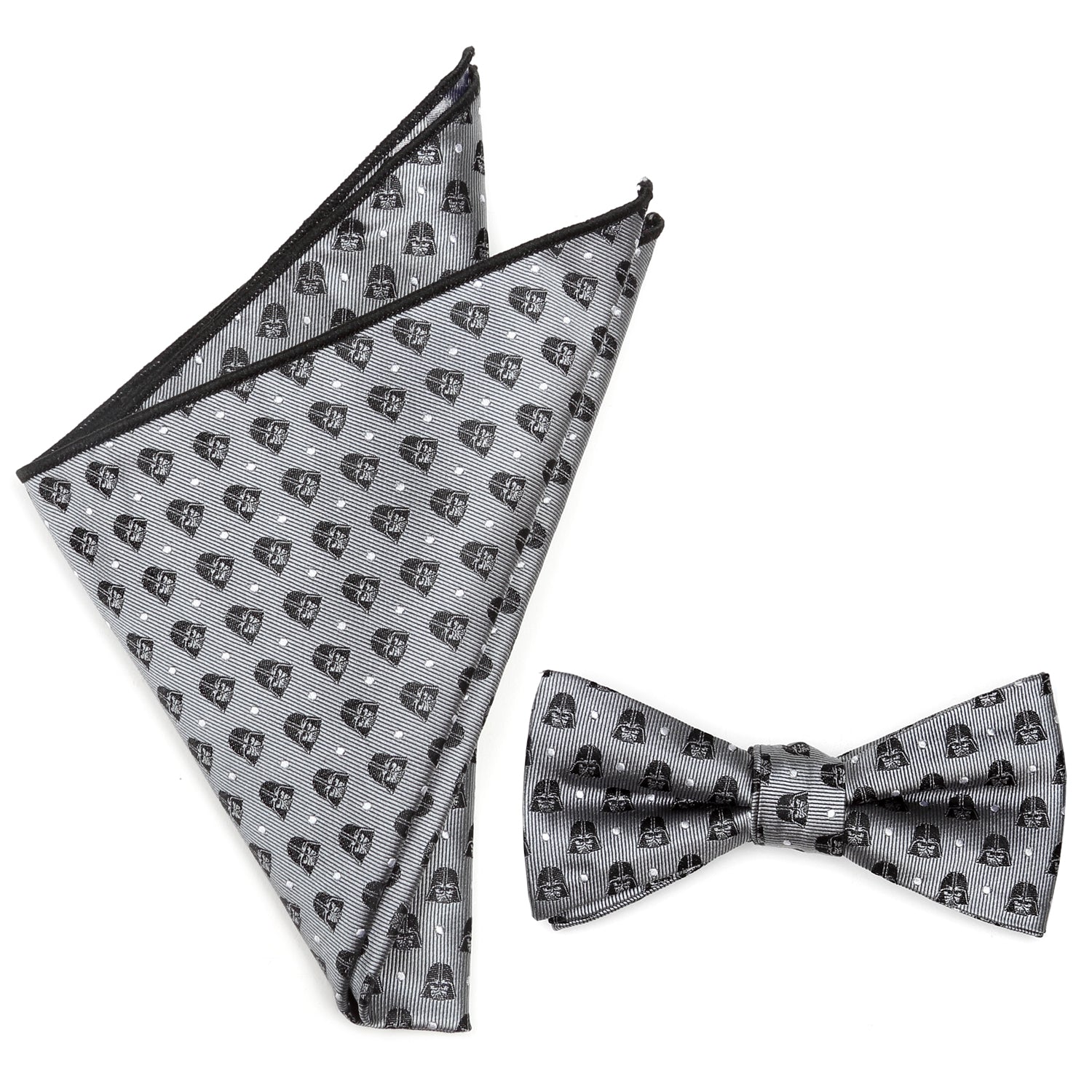  Cufflinks Darth Vader Gray Bow Tie and Pocket Square Gift Set - Default Title - Bonton