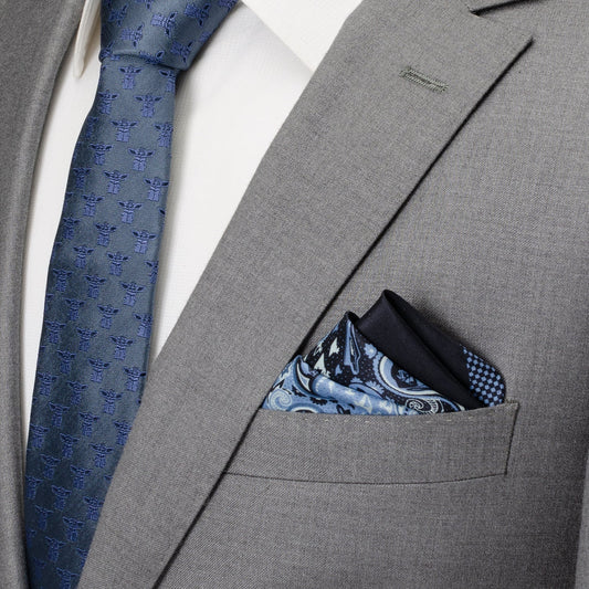 Vader Blue Paisley Pocket Square