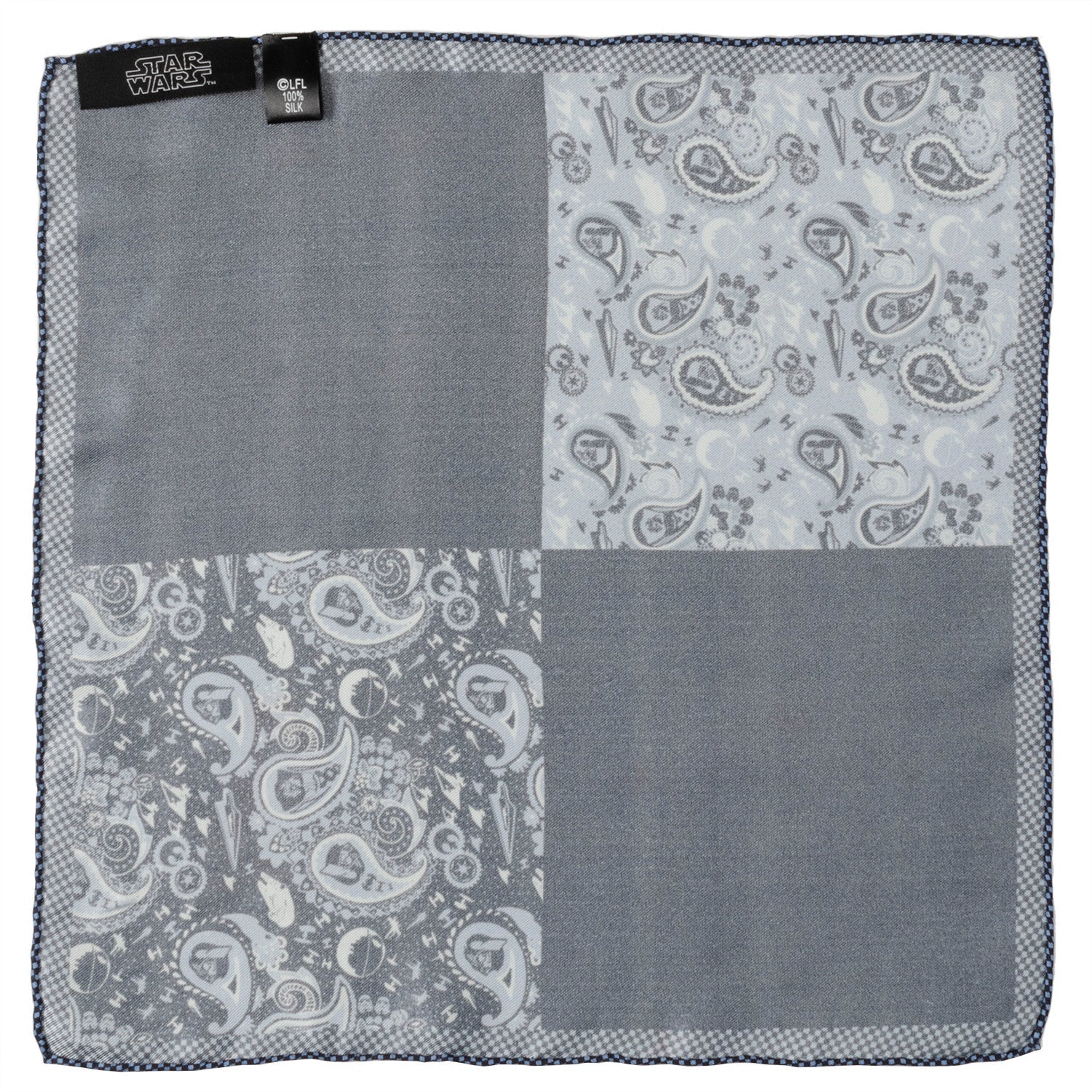  Cufflinks Vader Blue Paisley Pocket Square - Default Title - Bonton