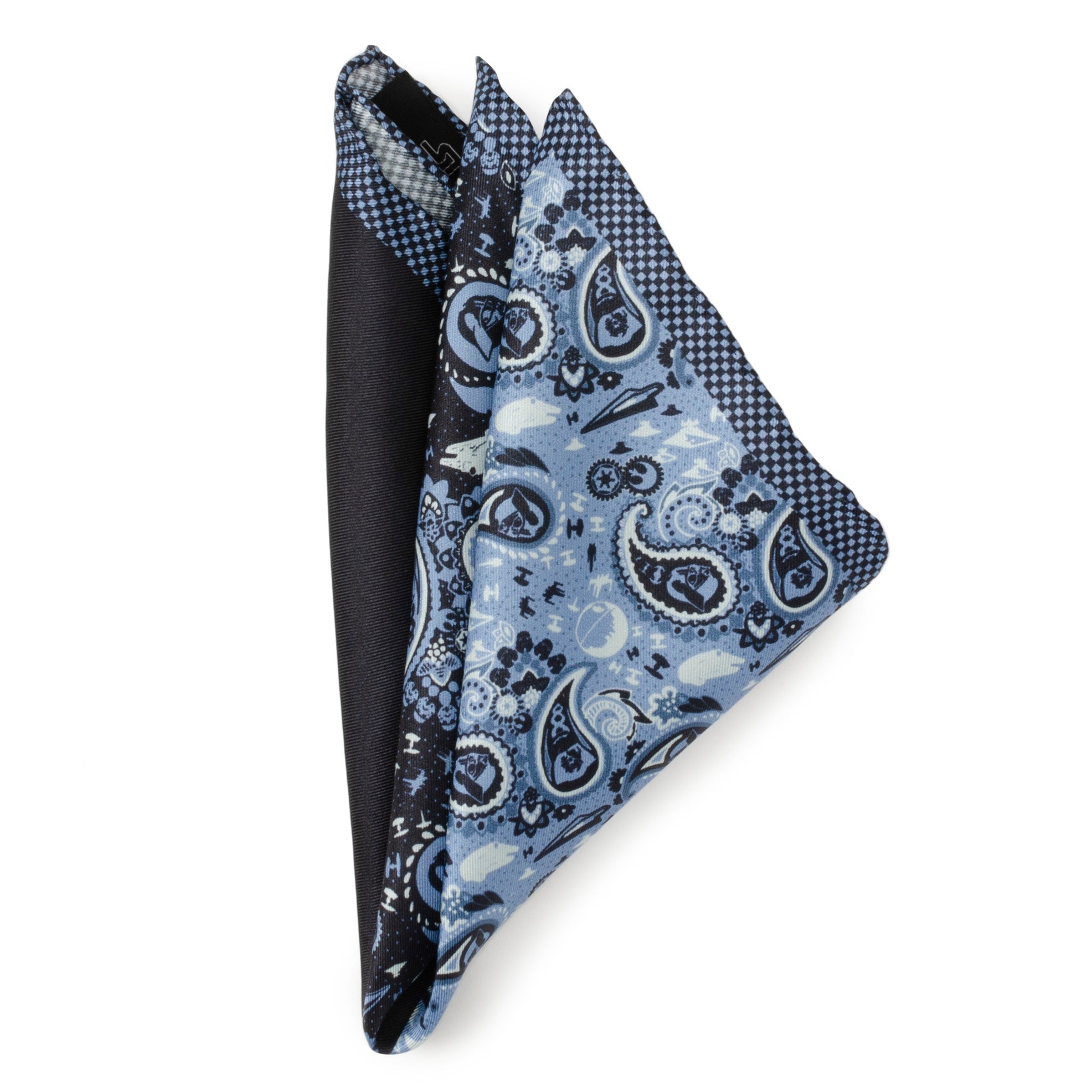  Cufflinks Vader Blue Paisley Pocket Square - Default Title - Bonton