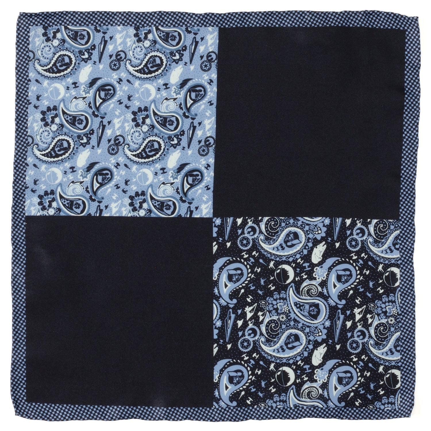  Cufflinks Vader Blue Paisley Pocket Square - Default Title - Bonton