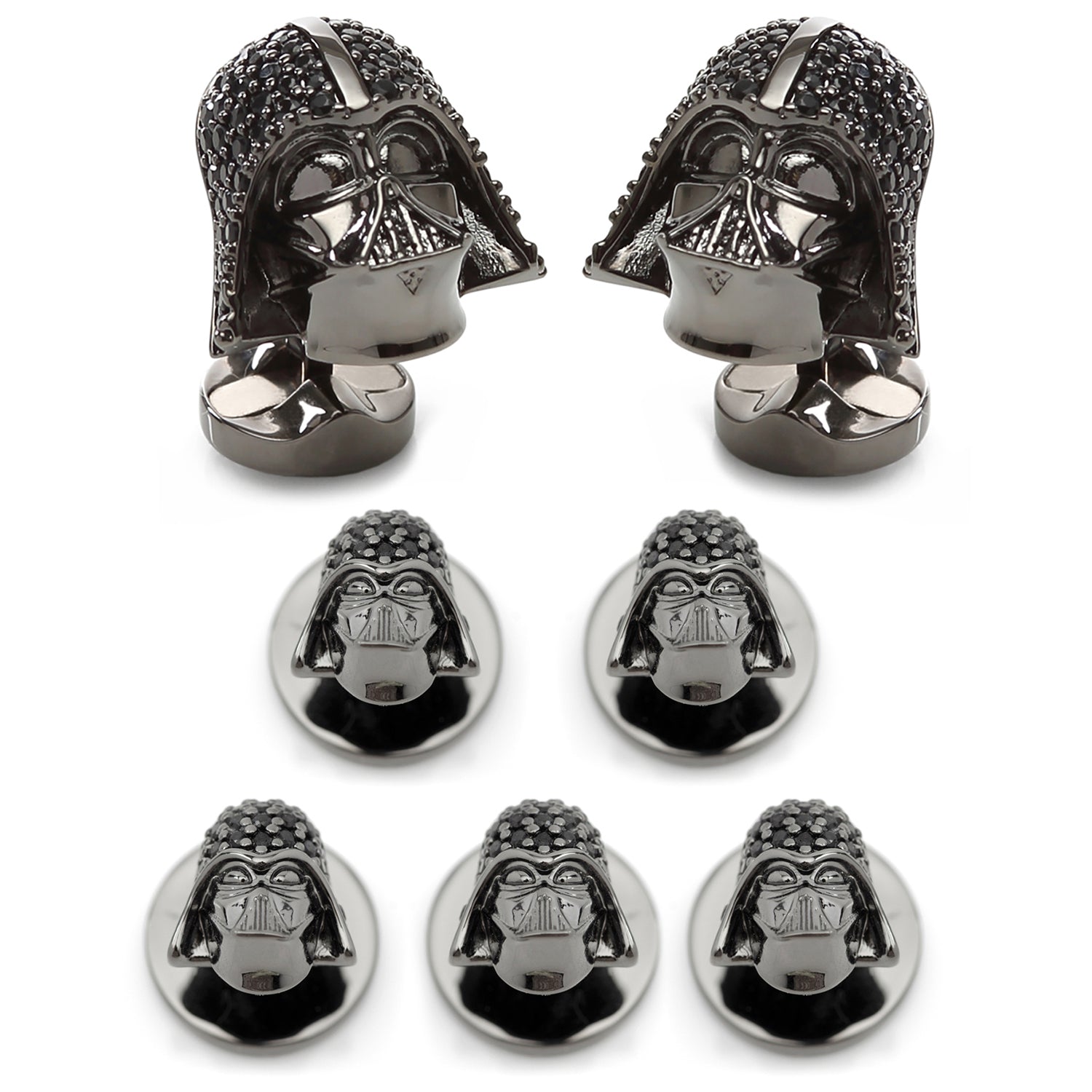  Cufflinks Darth Vader Crystal Helmet 5-Stud Set - Default Title - Bonton