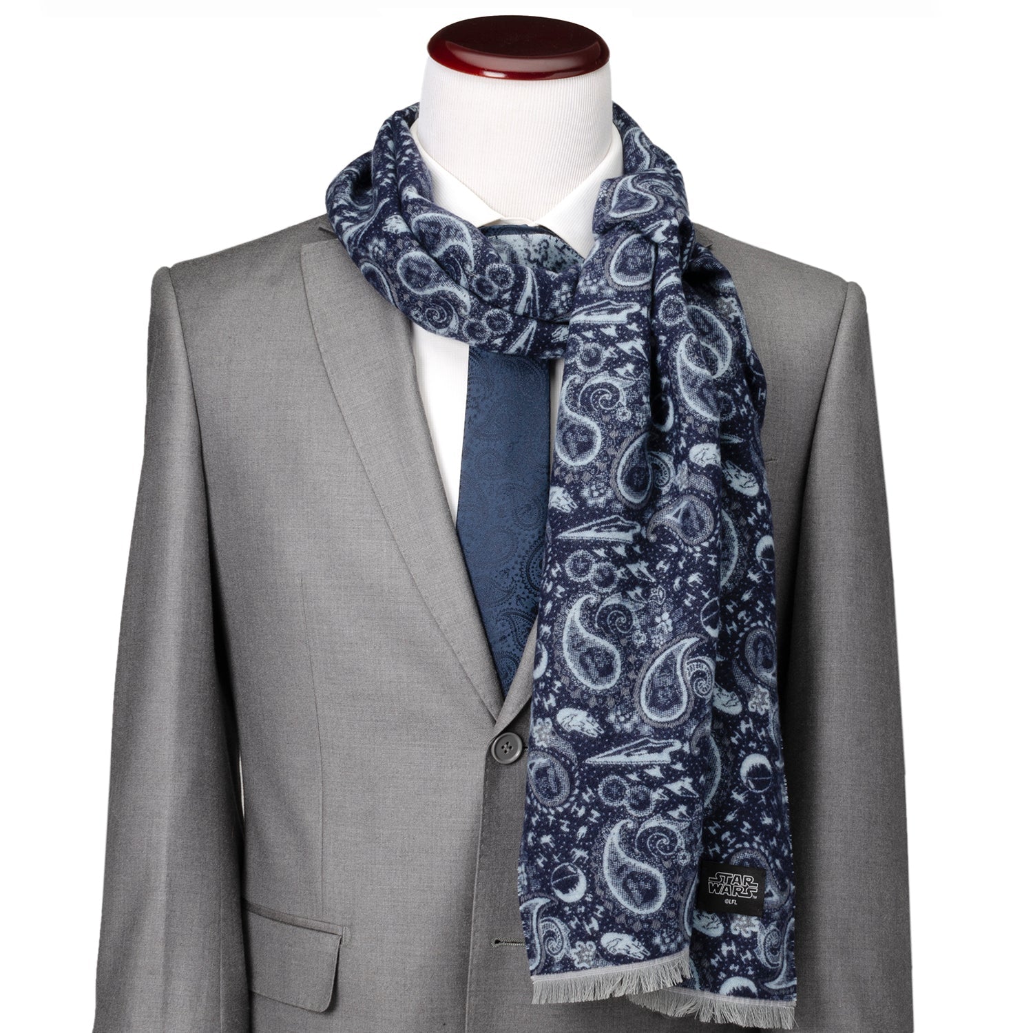  Cufflinks Vader Paisley Blue and Gray Scarf - Default Title - Bonton