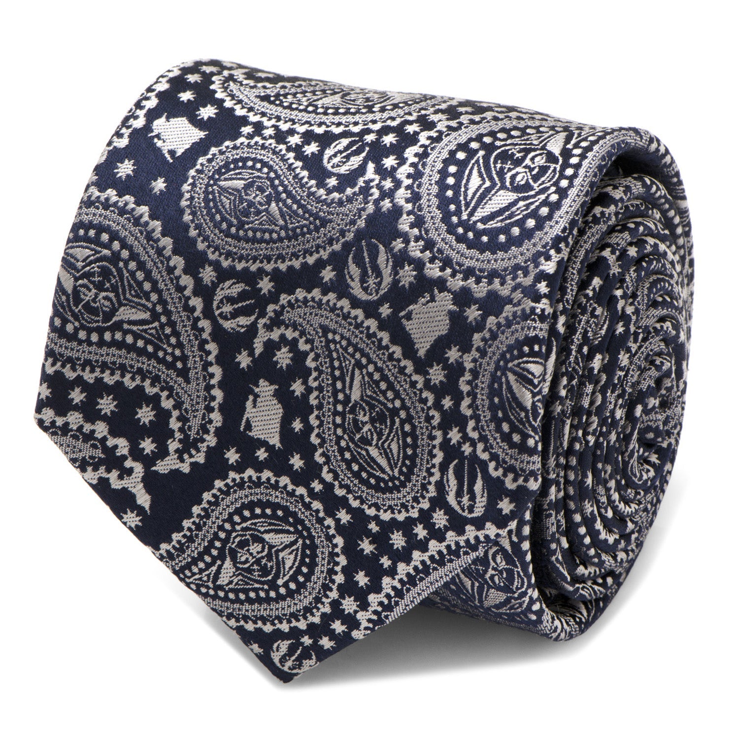  Cufflinks Yoda Navy Paisley Mens Tie - Default Title - Bonton