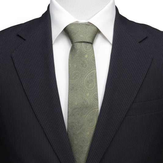 Yoda Paisley Sage Green Silk Men's Tie