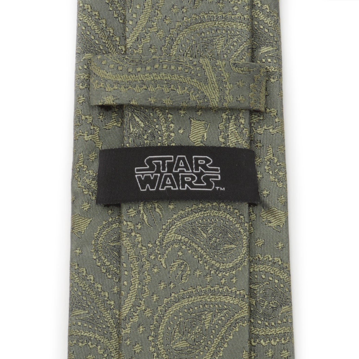  Cufflinks Yoda Paisley Sage Green Silk Men's Tie - Default Title - Bonton
