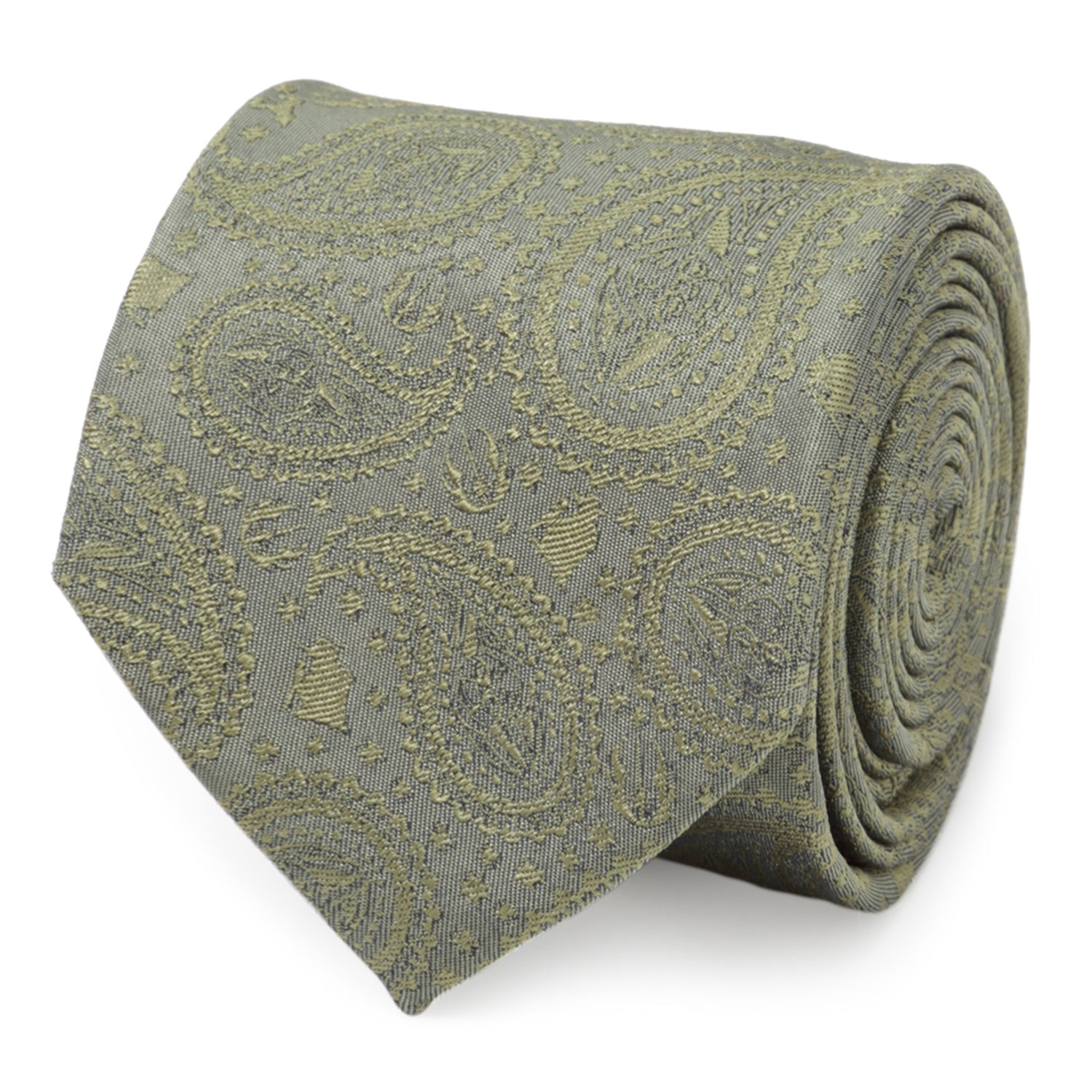  Cufflinks Yoda Paisley Sage Green Silk Men's Tie - Default Title - Bonton