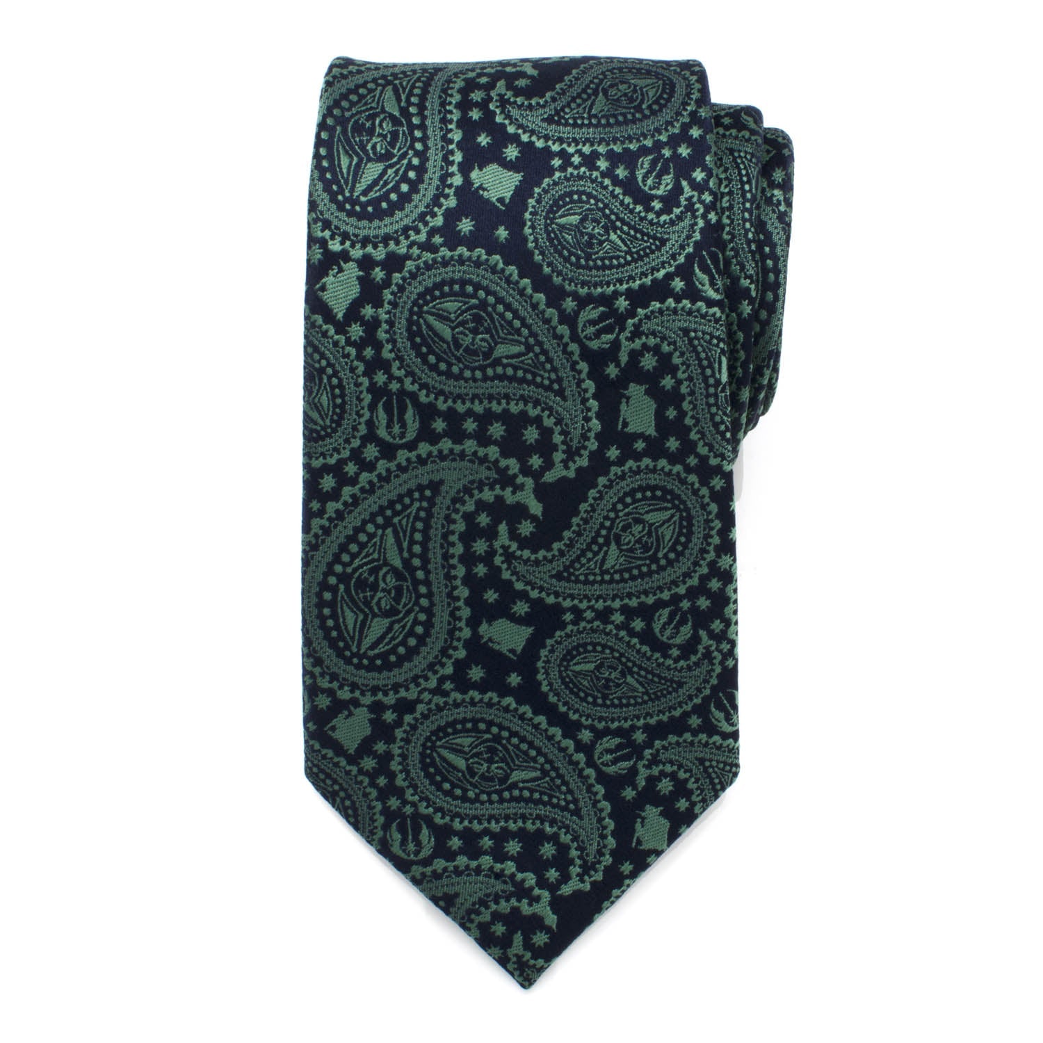  Cufflinks Yoda Green Paisley Mens Tie - Default Title - Bonton