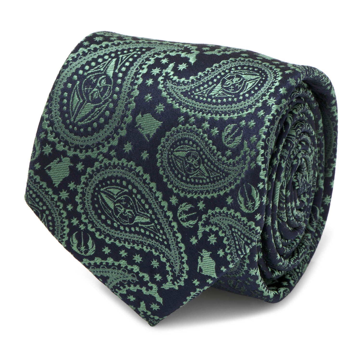  Cufflinks Yoda Green Paisley Mens Tie - Default Title - Bonton