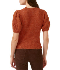 Lissa Ruffle Collar Short Sleeve Sweater Ginger