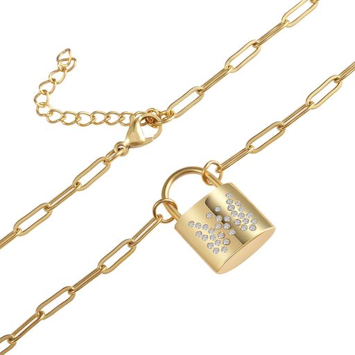  Gemesis Jewels by Edforce Butterfly Earrings and Chain Padlock Necklace Set - Gold - Bonton