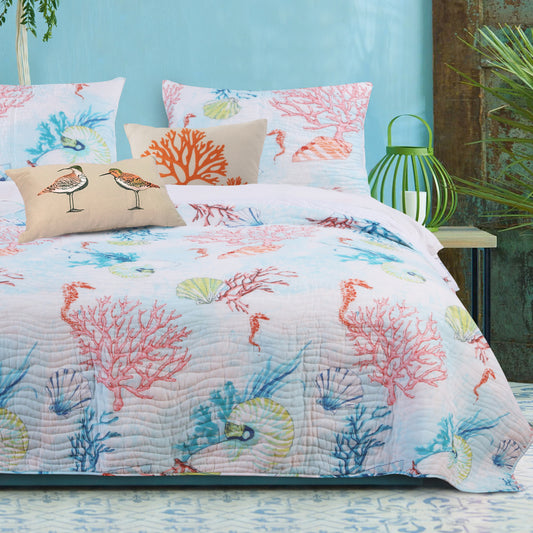 Sarasota Reversible Coastal Quilt Set