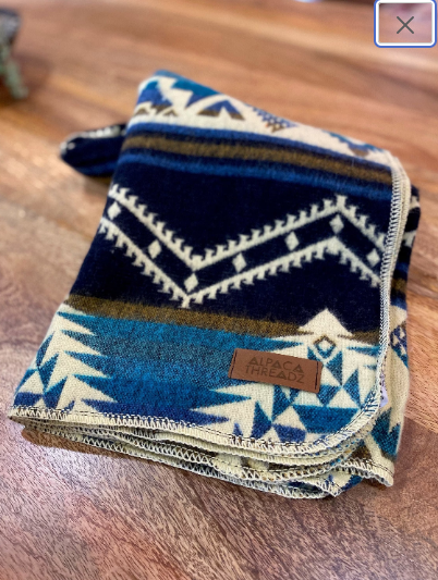  Alpaca Threadz Andean Baby Blanket by Alpaca Threadz - Blue - Bonton