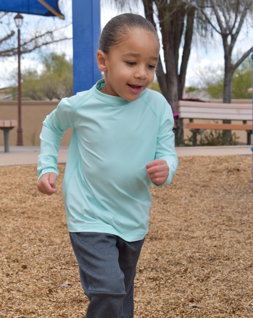  BloqUV KID'S CREW NECK TOP (1005K) - Caribbean Blue - Bonton