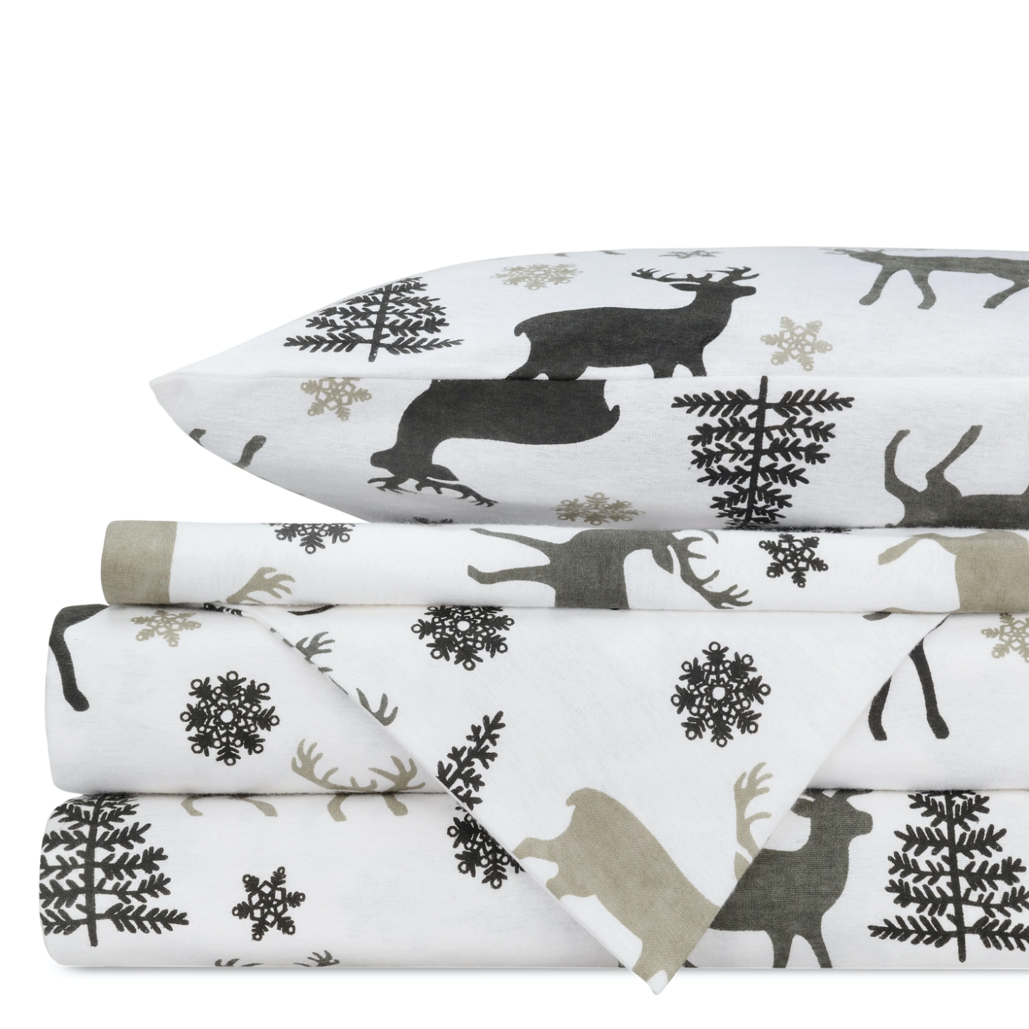  Bibb Home Bibb Home 4 Piece Printed or Solid Heavyweight Flannel Sheet Set - Full - Bonton