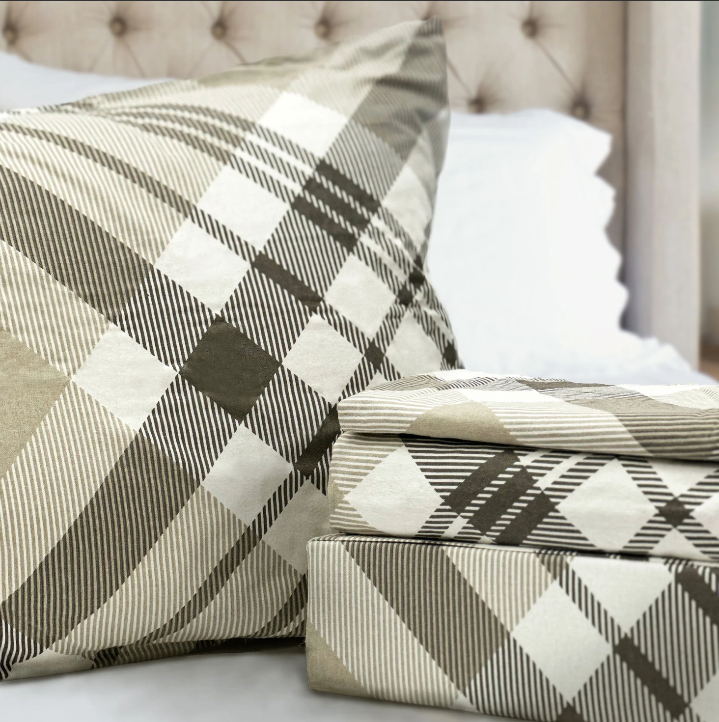  Bibb Home Bibb Home 4 Piece Printed or Solid Heavyweight Flannel Sheet Set - Full - Bonton