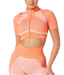 Women's Recycled Color Block Zip-Up Crop Top