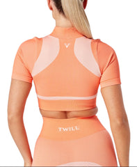 Women's Recycled Color Block Zip-Up Crop Top