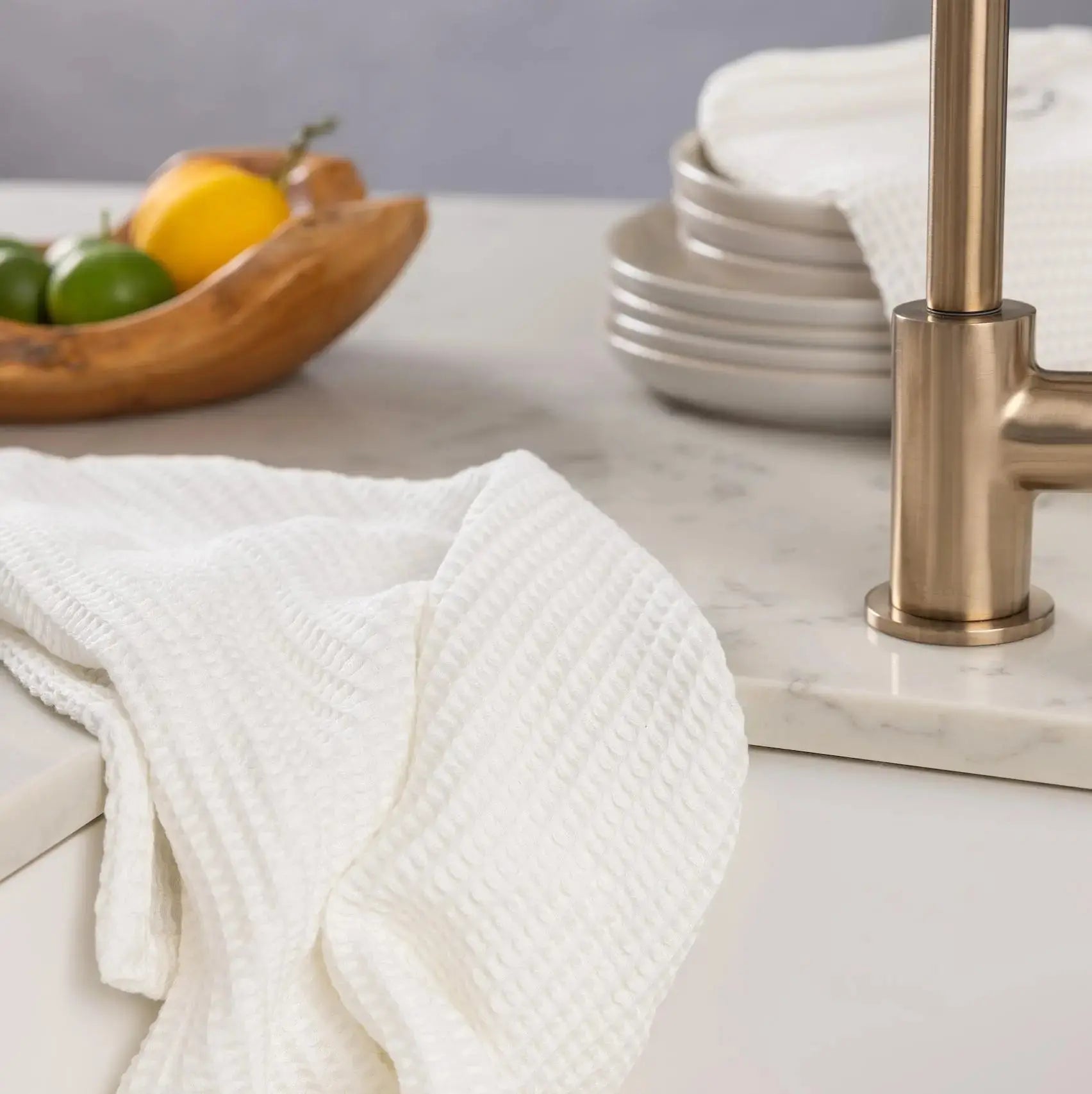  ettitude Blissful Bamboo Waffle Dish Towel Set by ettitude - Slate - Bonton