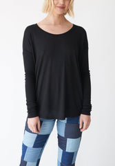 Sela Ribbed Sleeve Relaxed-Fit Long Sleeve Shirt