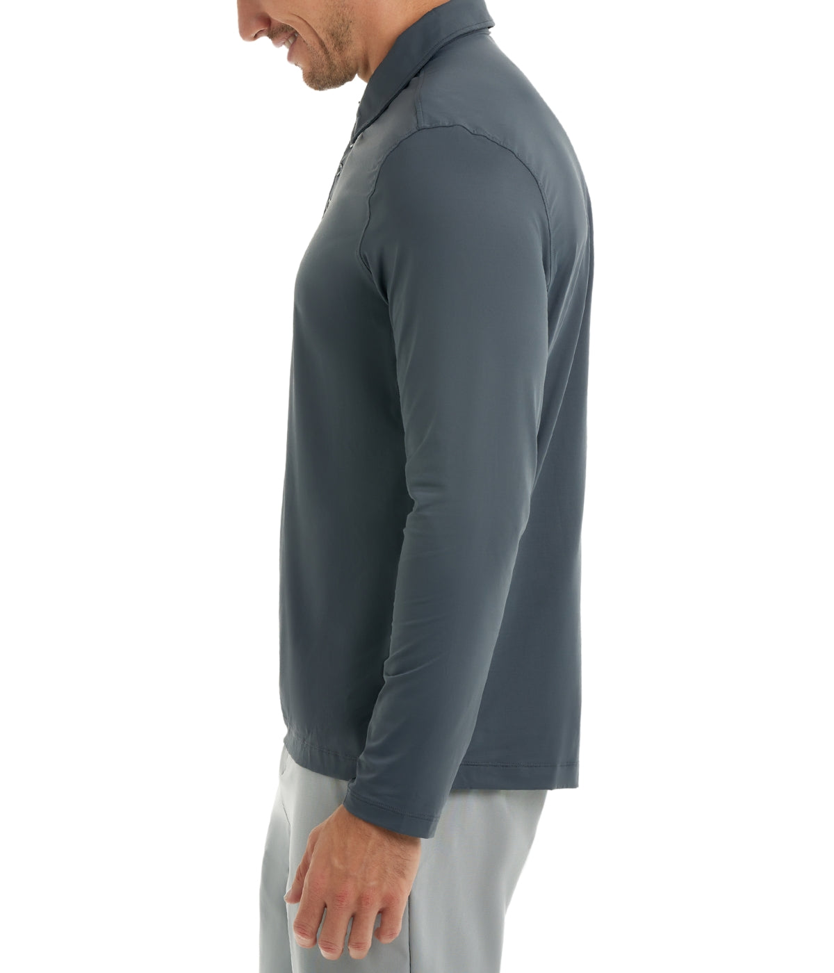  BloqUV BloqUV Men's UPF 50+ Sun Protection Collared Long Sleeve Polo - Smoke - Bonton