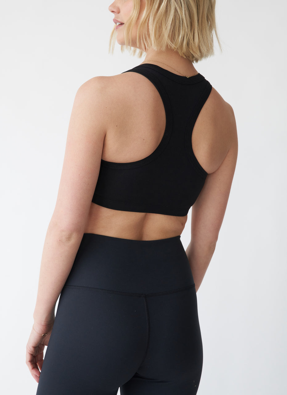  EB Earth Body Sun Racer-Back Double Layered Sports Tank Bra - Black - Bonton