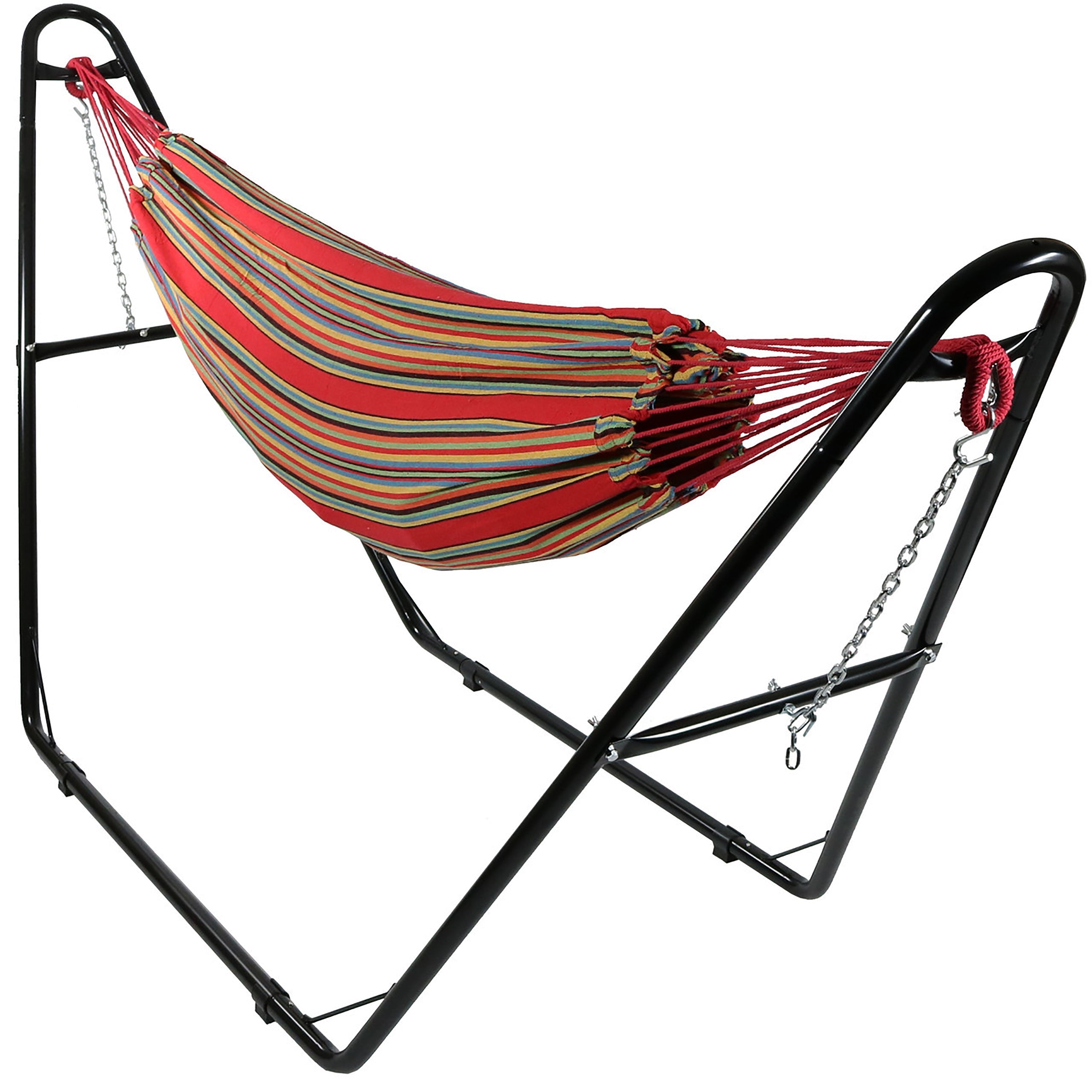  Sunnydaze Decor Large Double Brazilian Hammock with Universal Stand - 450 lb Weight Capacity - Sea Grass - Bonton