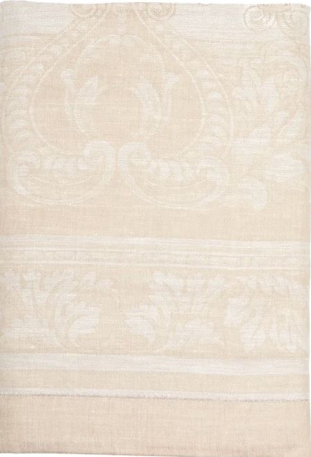 French Home Linen 71" X 104" Arboretum Tablecloth - Ivory and Taupe