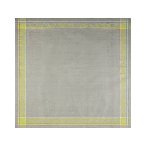 Arboretum 71" X 71"  Linen Tablecloth -  Grey and Chartreuse