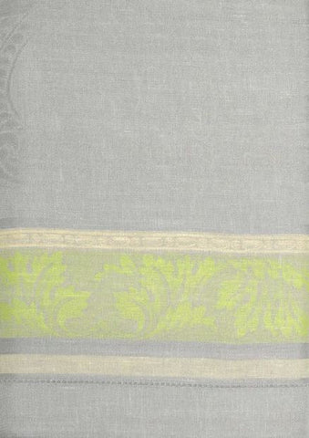 Arboretum 71" X 104" Linen Tablecloth - Grey and Chartreuse