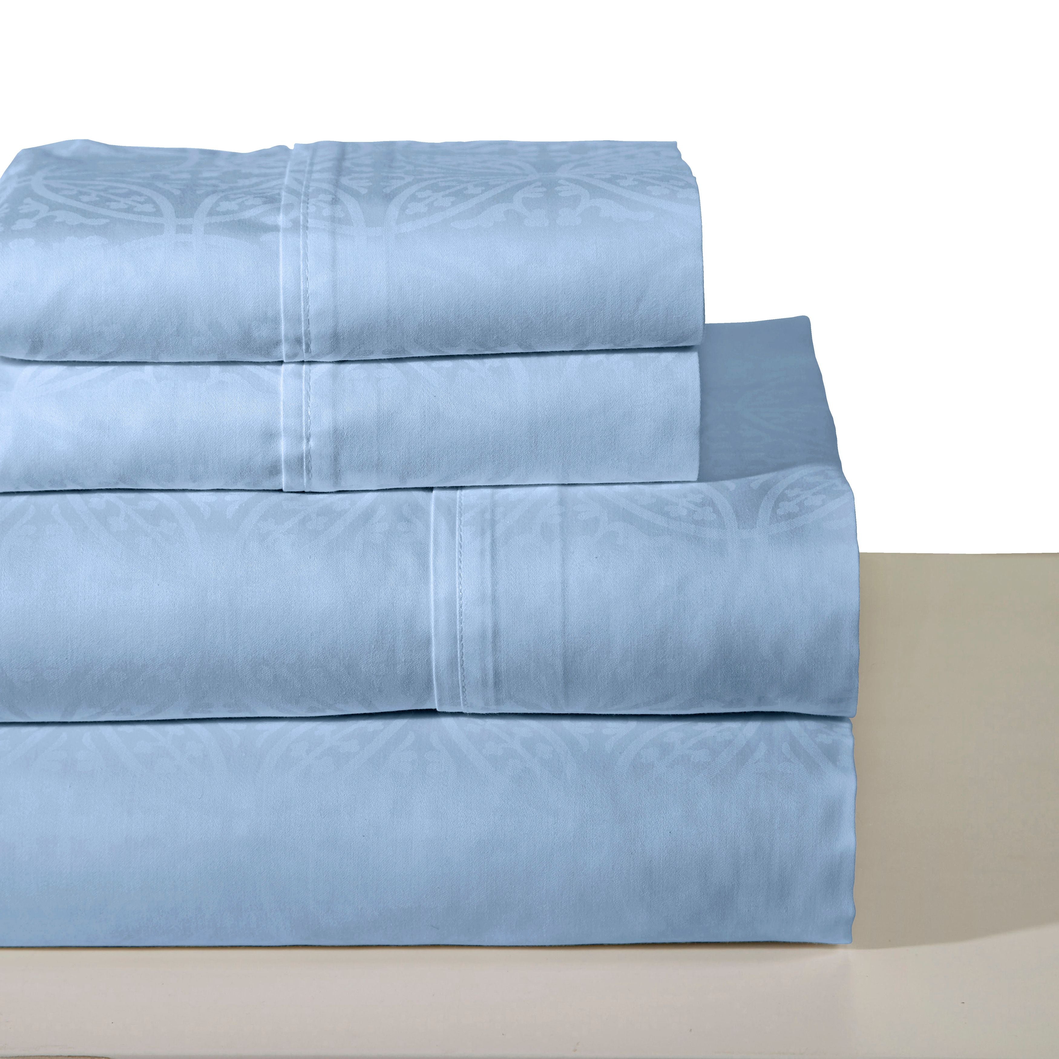  Pointehaven 300 Thread Count Tone on Tone Sheet Set - Blue - Bonton