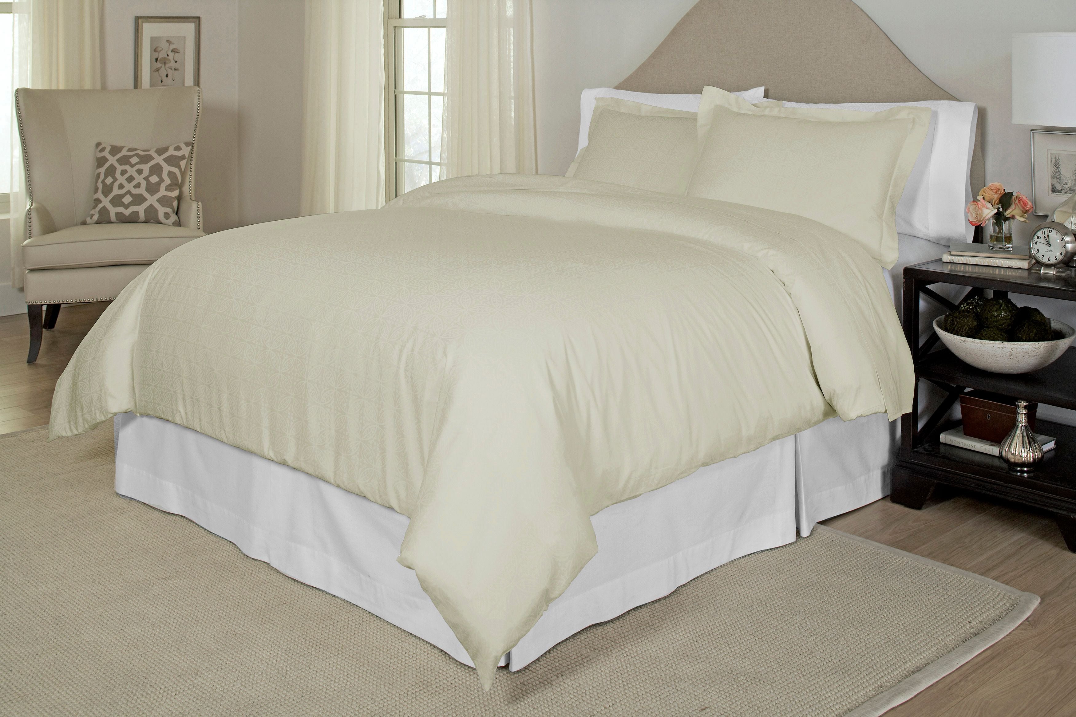  Pointehaven 300 Thread Count Tone on Tone Printed Duvet Sets - Sage - Bonton