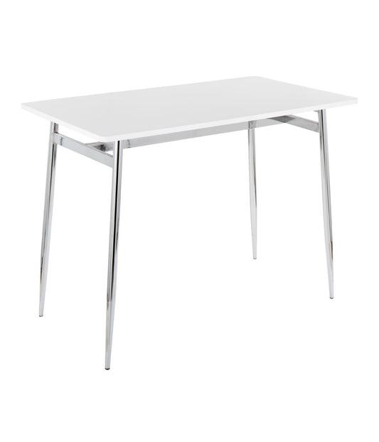 Marcel Counter Table Chrome & White