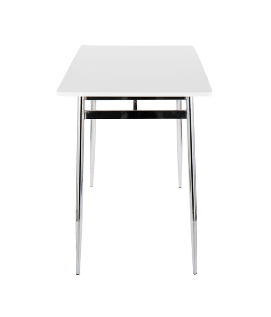 Marcel Counter Table Chrome & White