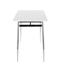 Marcel Counter Table Chrome & White