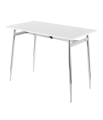 Marcel Counter Table Chrome & White