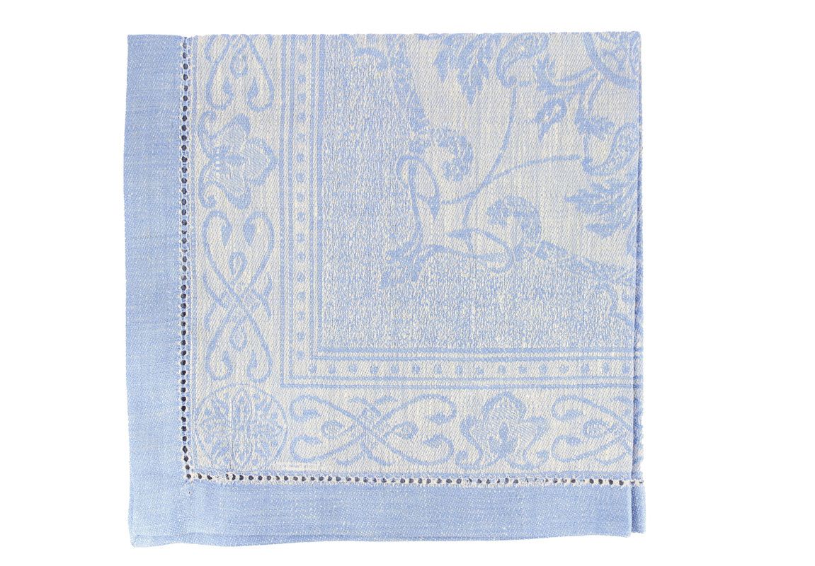  French Home Astra Linen Napkins Set of 6 - Ivory and Light Blue - Bonton