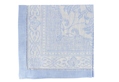 Astra Set of 6 Linen Napkins - Ivory and Light Blue
