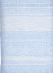 Astra 71" X 100" Linen Tablecloth - Ivory and Light Blue