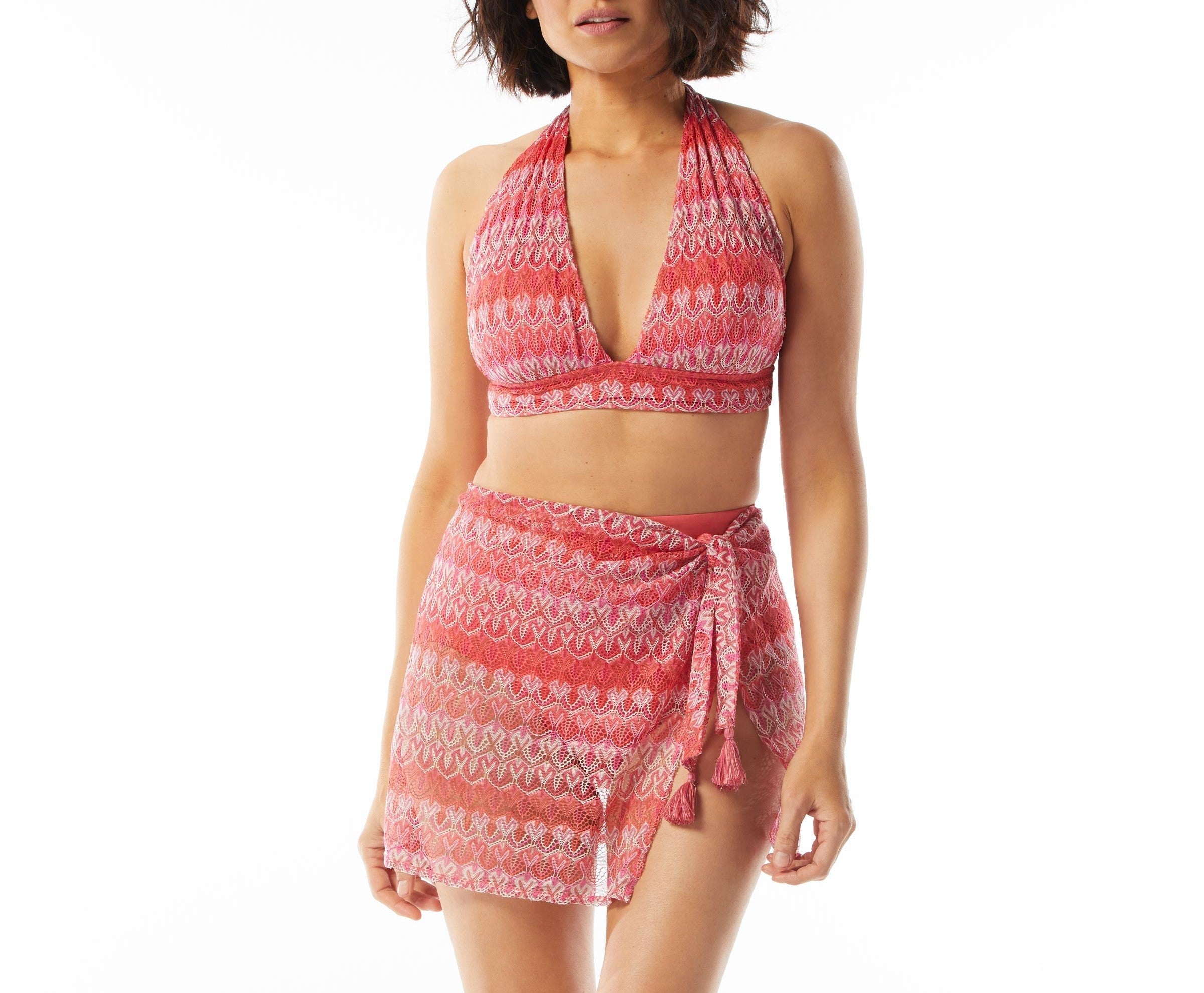  Athena Draped Halter Bikini Top 3 - PINK MULTI - Bonton