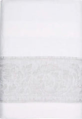 Paris 71" X 100" Linen Tablecloth - White and French Grey